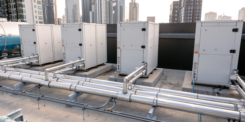 heat pump compressor hot water supply by heat exchanger to heating water