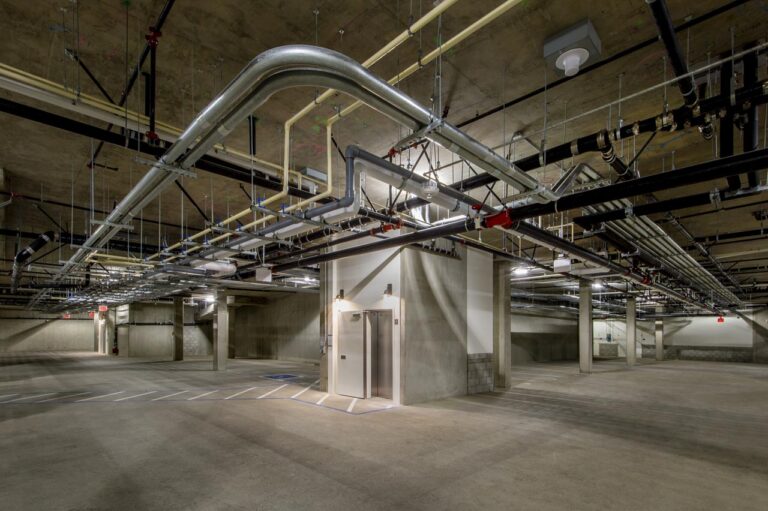 Portfolio underground parking garage with plumbing